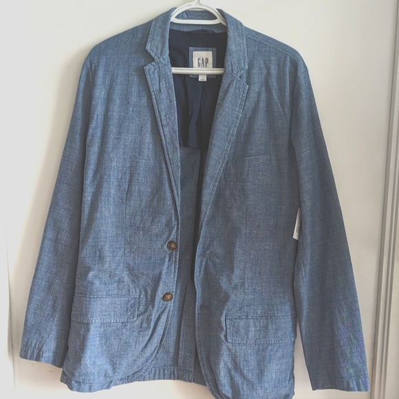 Blue Cotton Casual Blazer - Picture 1 of 7